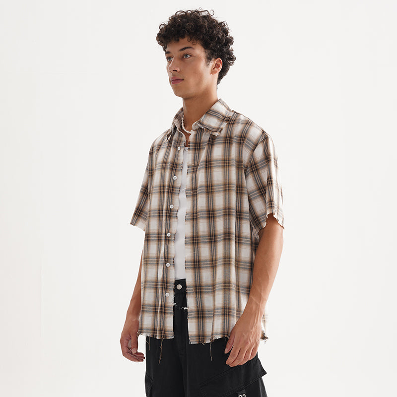 FIVE MEN plaid BOXY shirt