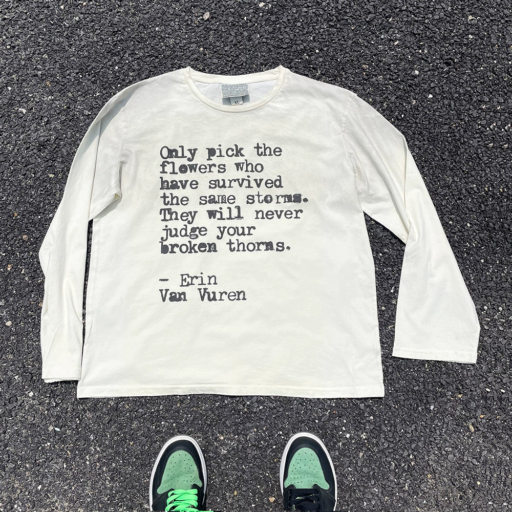 Wang Youbing Studio! Flowers 220g 100% Cotton Long Sleeve Tee