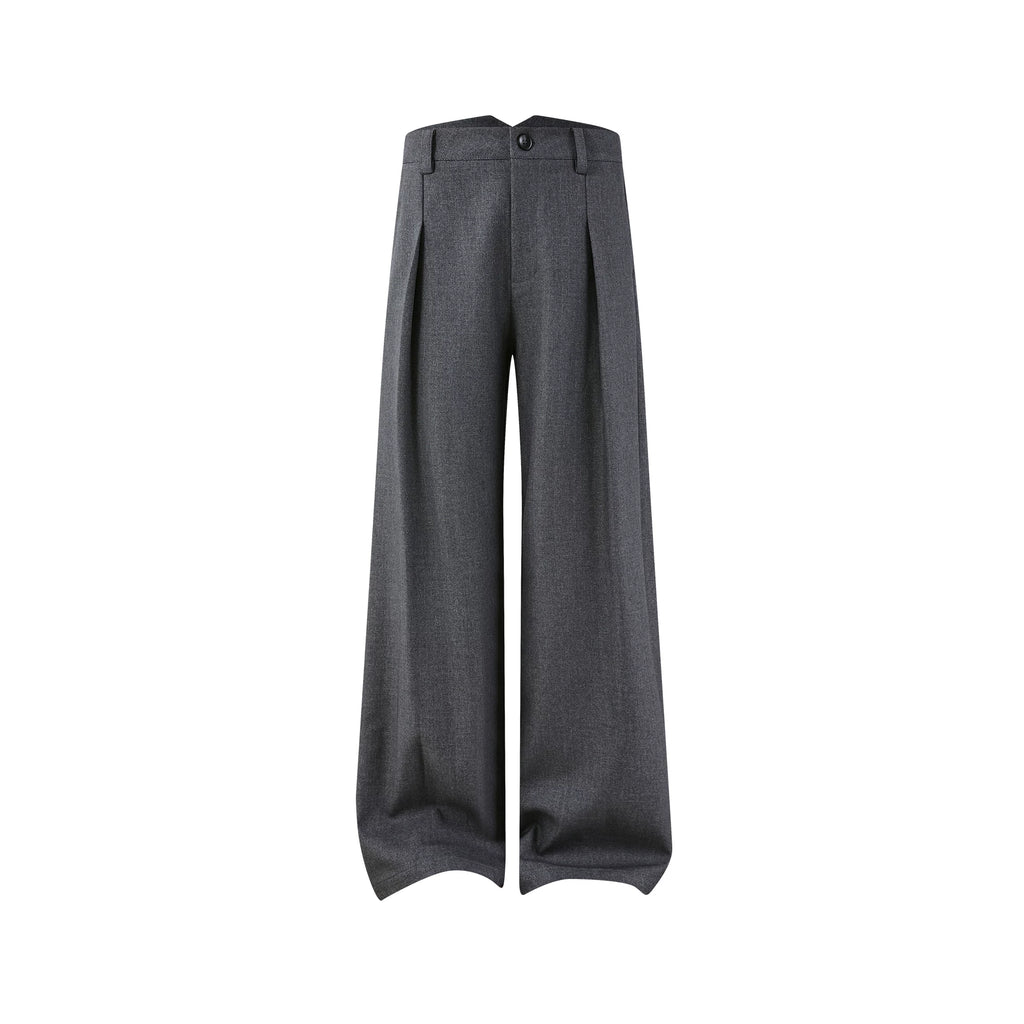 KREATE Wool Thousand Bird Grid Dark Pattern Pleated A-word Trousers