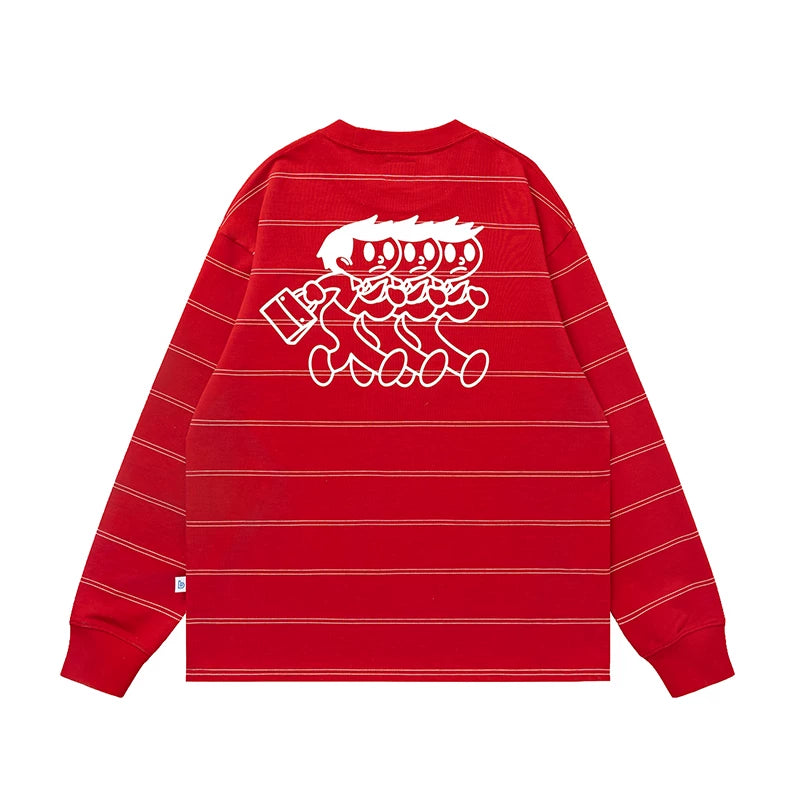 BENT IDEA Loose Versatile Striped Long Sleeves
