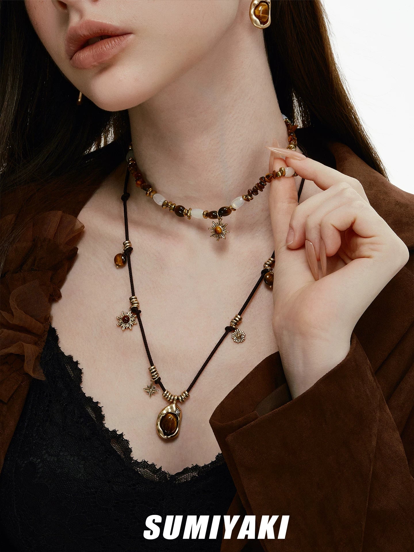 SUMIYAKI Vintage Beaded Double Layer Necklace