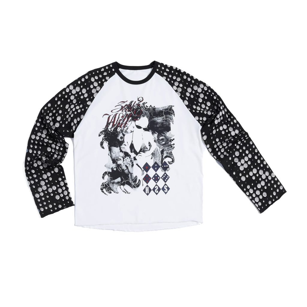 HAS2SONS Polka Dot Shoulder Contrast Long Sleeve