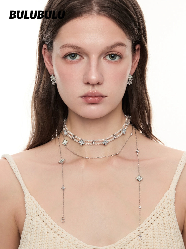 BULUBULU Flower Double Pearl Necklace