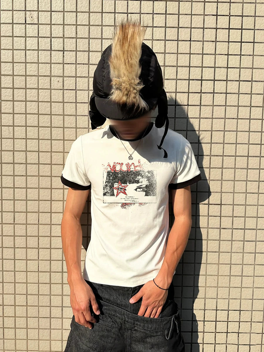 FTS Vintage Splicing Thread Printed Slim Tee