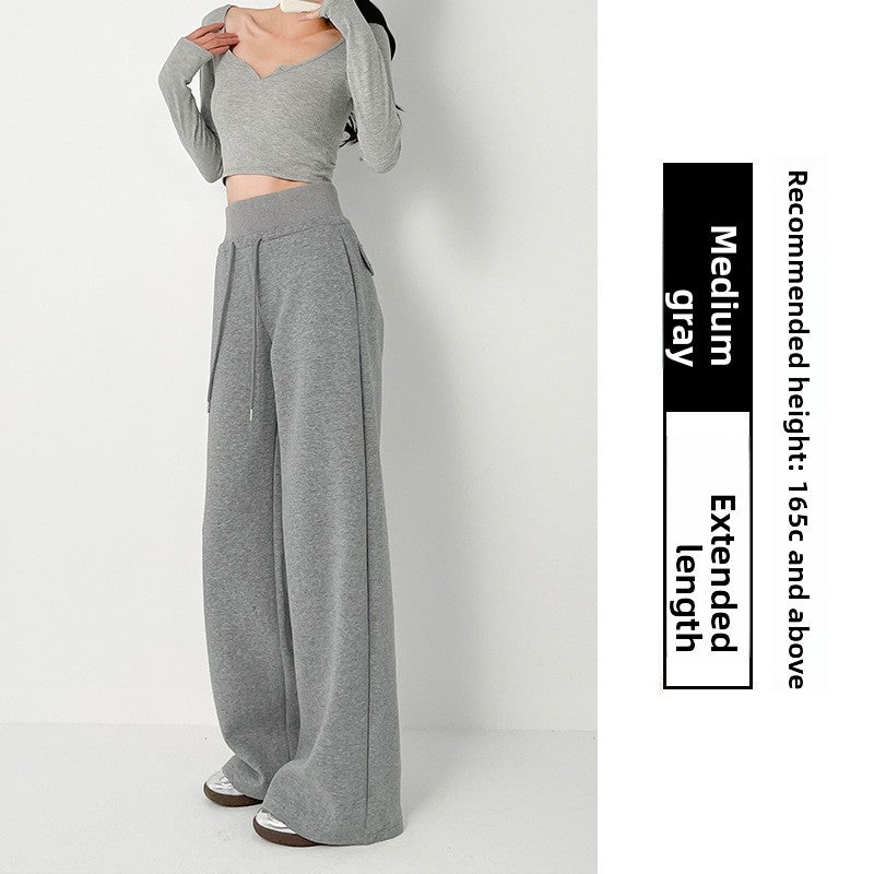 TIANQINGSE High-waisted Slim Straight Casual Wide-leg Sweatpants