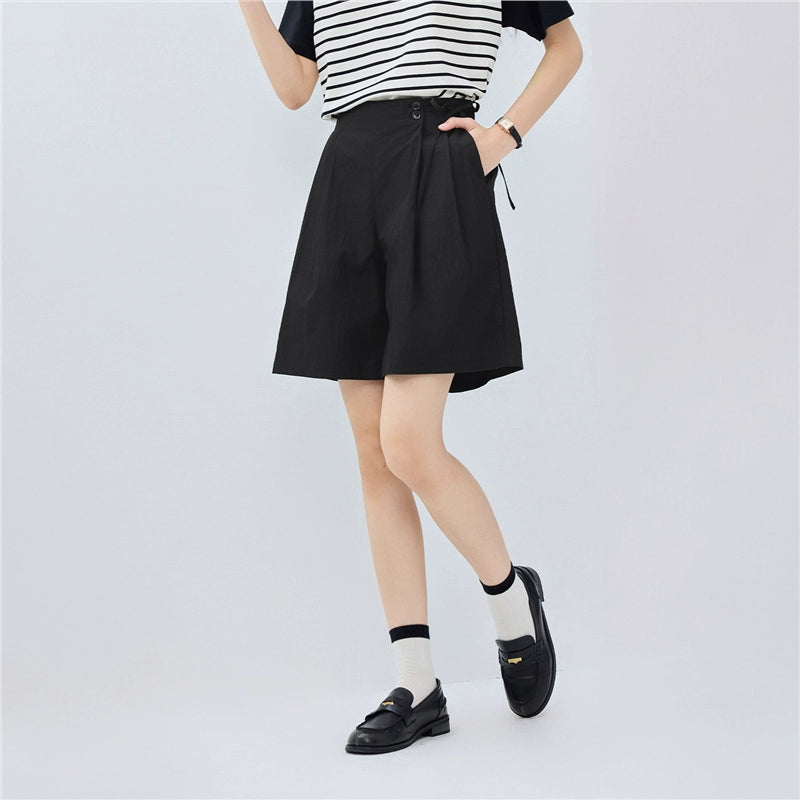 Giordano Strap-on Semi-elastic Waist Wide-leg Shorts