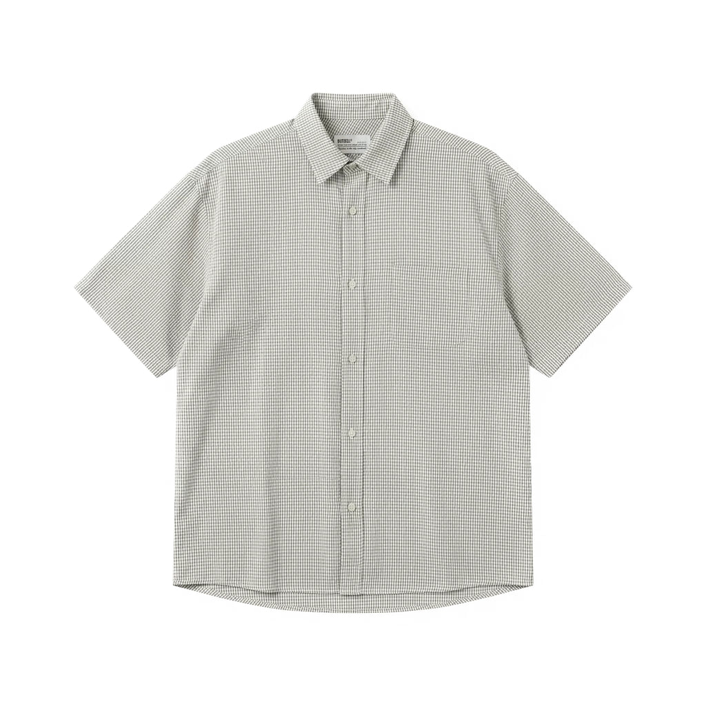 BUTTBILL Plaid Pocket Short-sleeved Shirt
