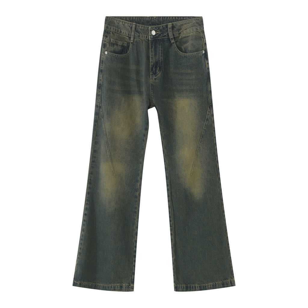 PUBLICRADIO Vintage Stitched Washed Denim Flared Pants