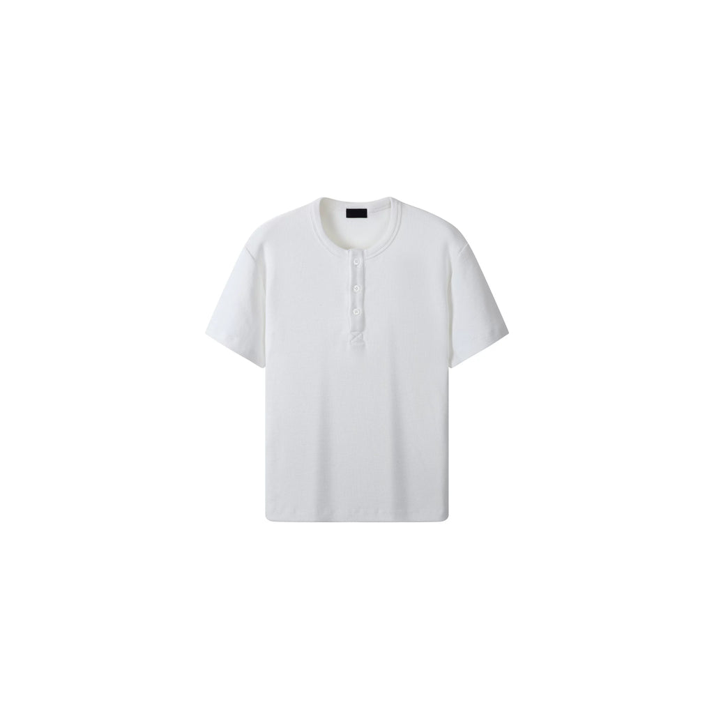 PLUS NO LOGO Waffle Henry Collar Tee