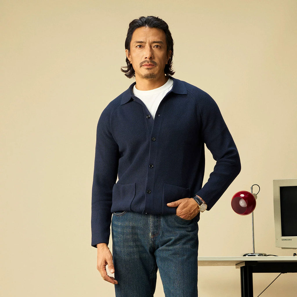 SOARIN Polo Neck Knitted Light Luxury Casual Business Sweater Jacket