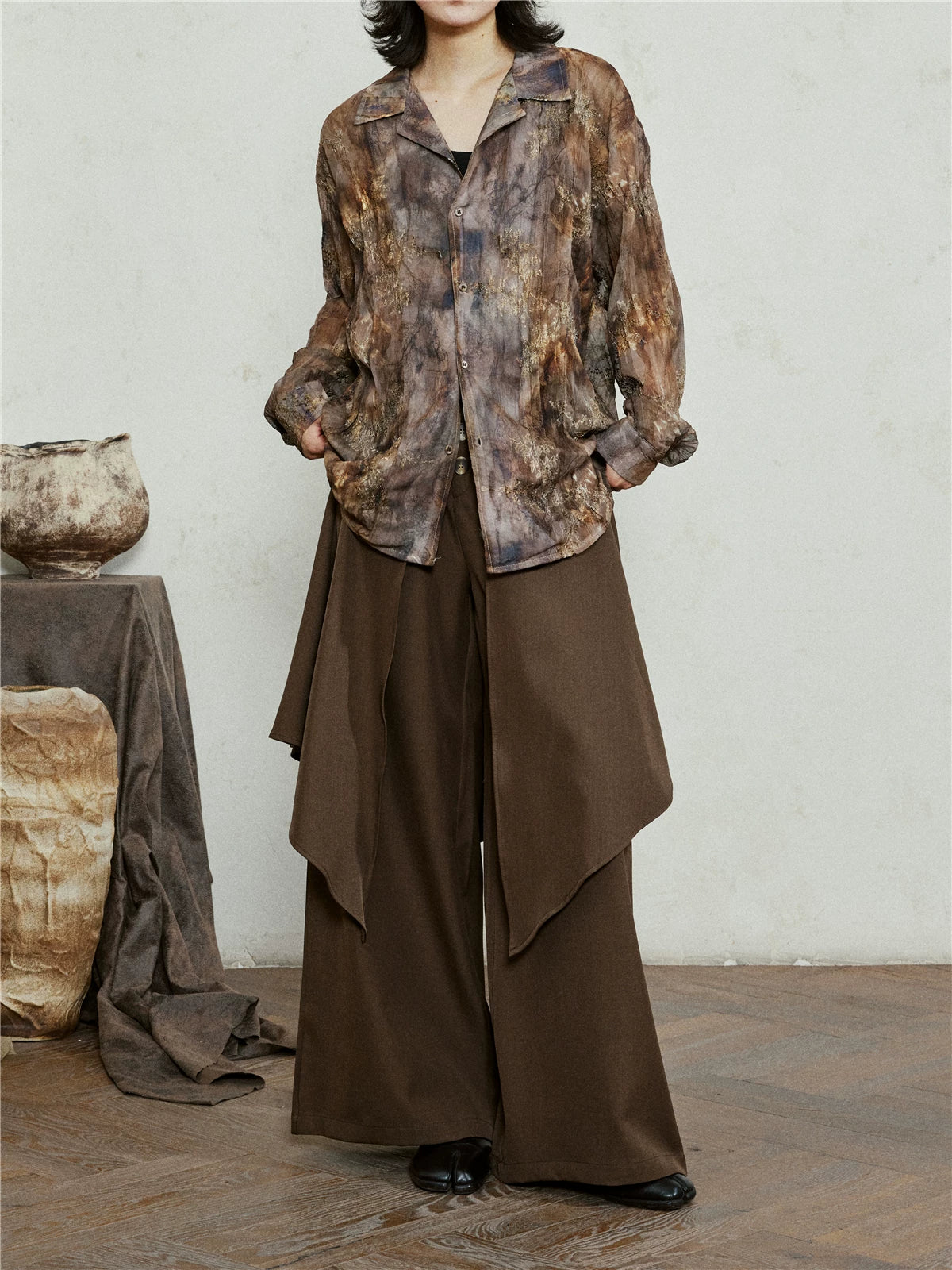 SUNYVONNE Irregular Casual Wide-leg Pants
