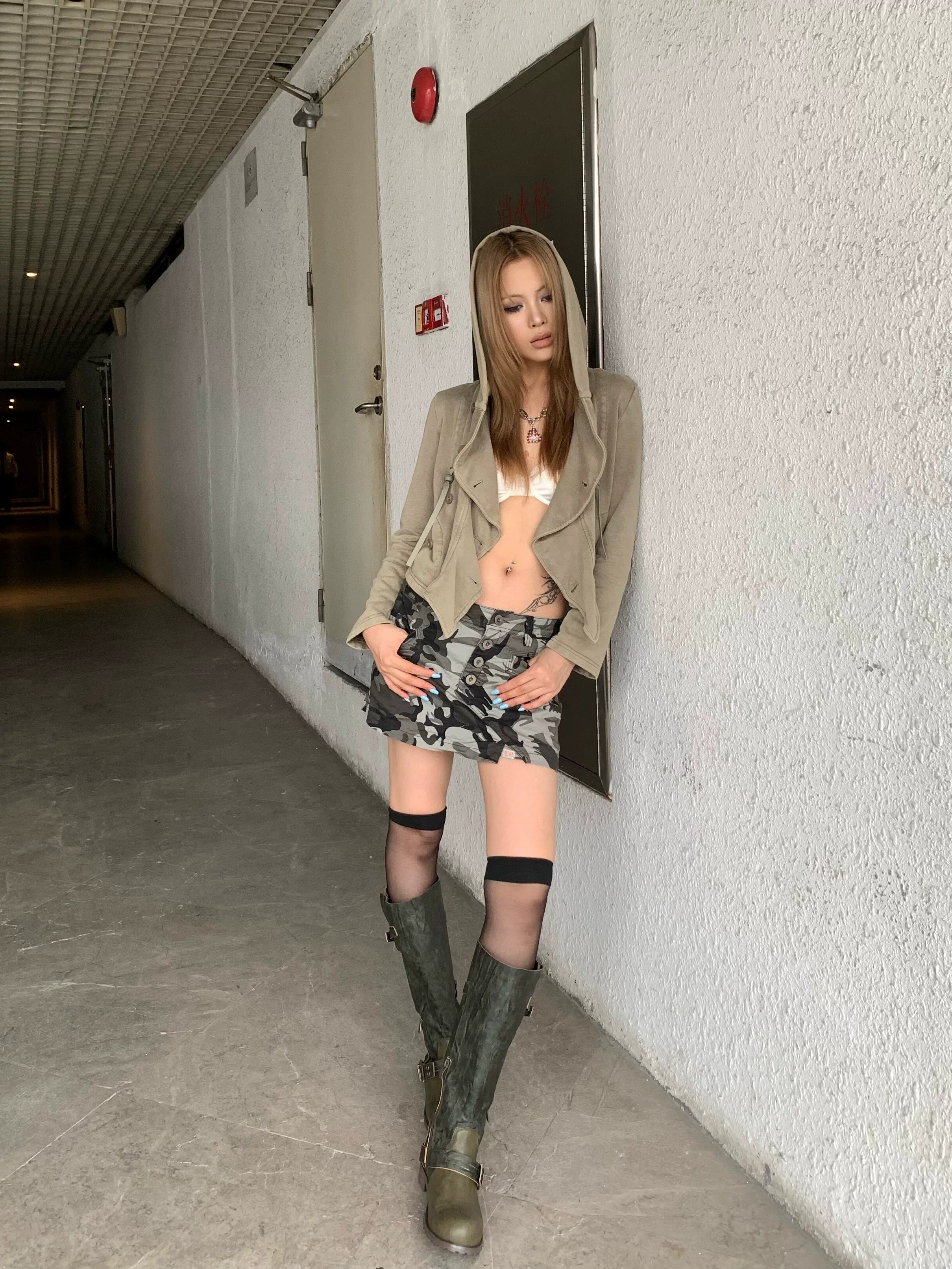 Imdelusion Washed Old Drawstring Adjustable Stacking Slim Hooded Thermal Sweater