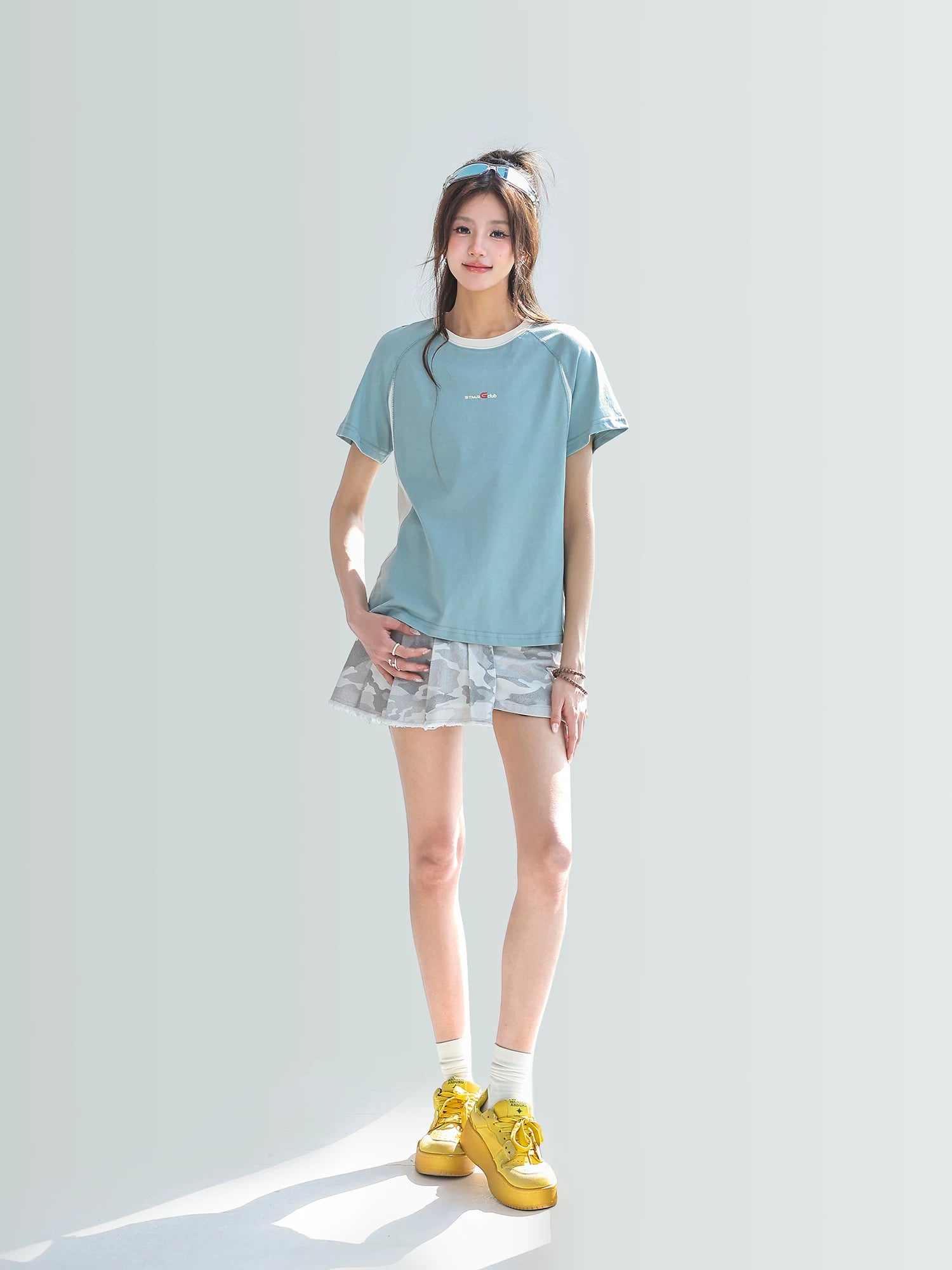 CHANT2nd Contrasting Color Splicing Short Tee