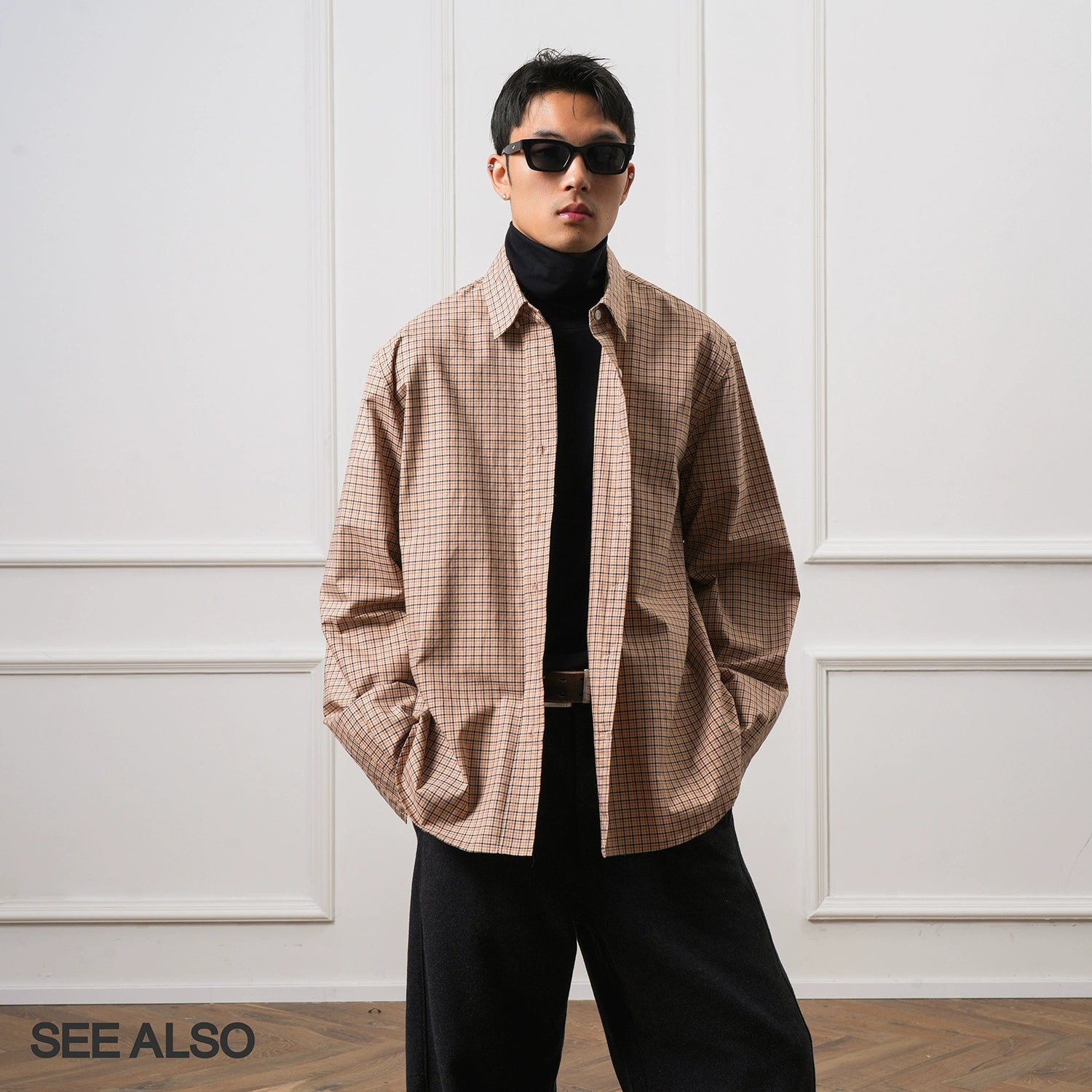 SEE ALSO Vintage Lazy Slack Autumn and Winter Loose Plaid Interior Long Sleeve Versatile Casual Shirt SA003