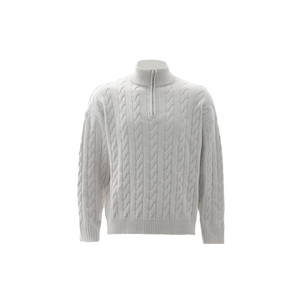 ZOZOFOREST Twist Pattern Thick Needle Half Zipper Sweater