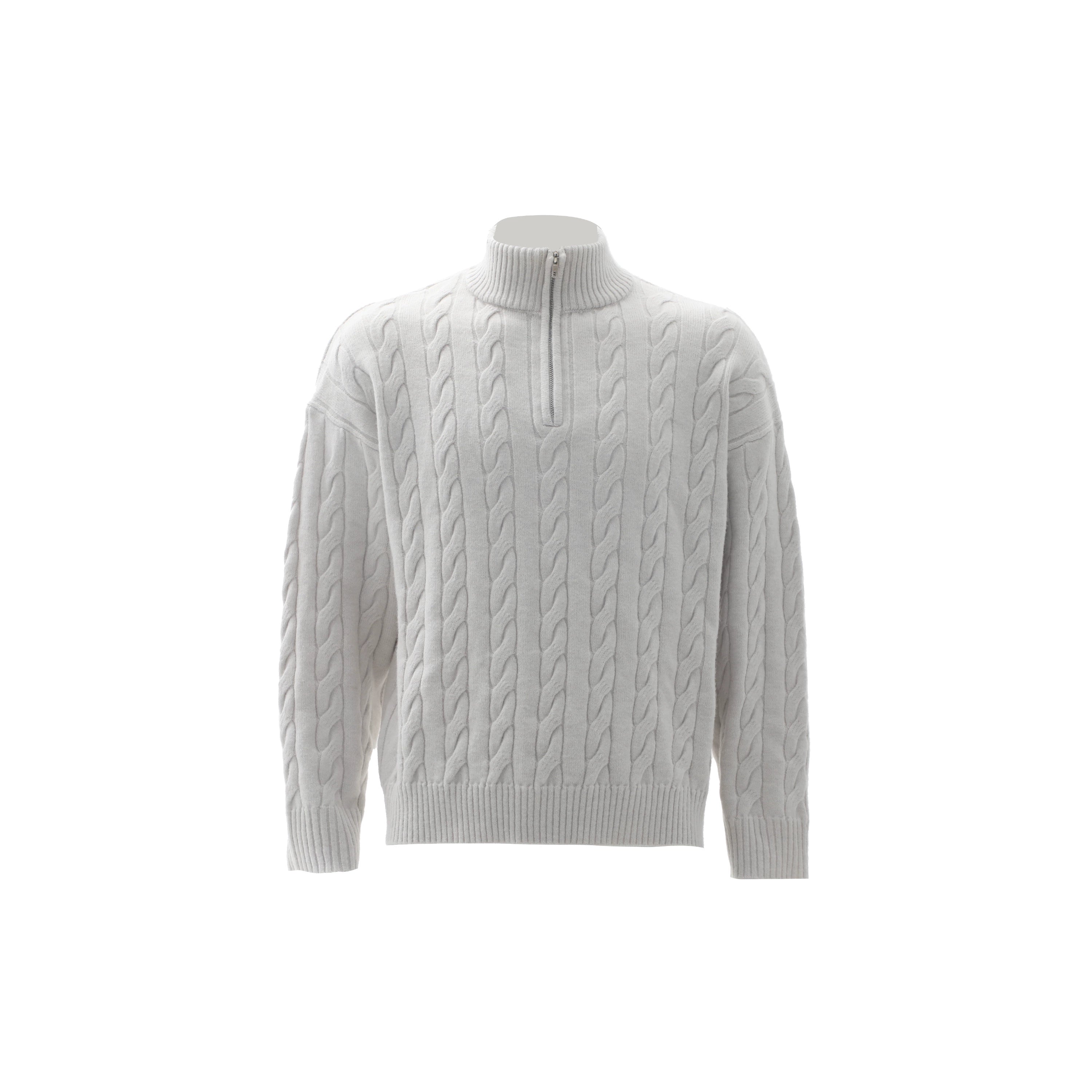 ZOZOFOREST Twist Pattern Thick Needle Half Zipper Sweater