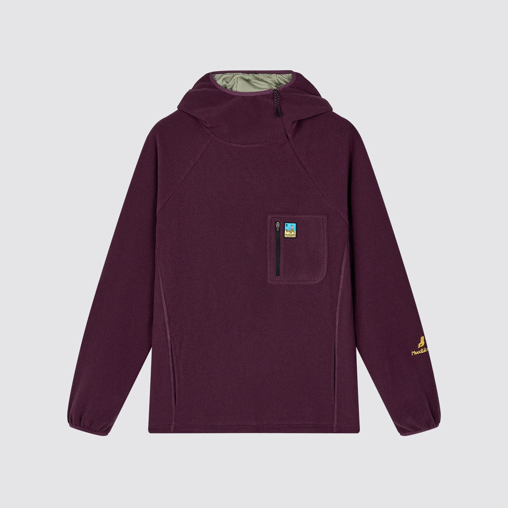 MoodLikeMe Diagonal Zipper Pocket Thermal Hooded Sweater