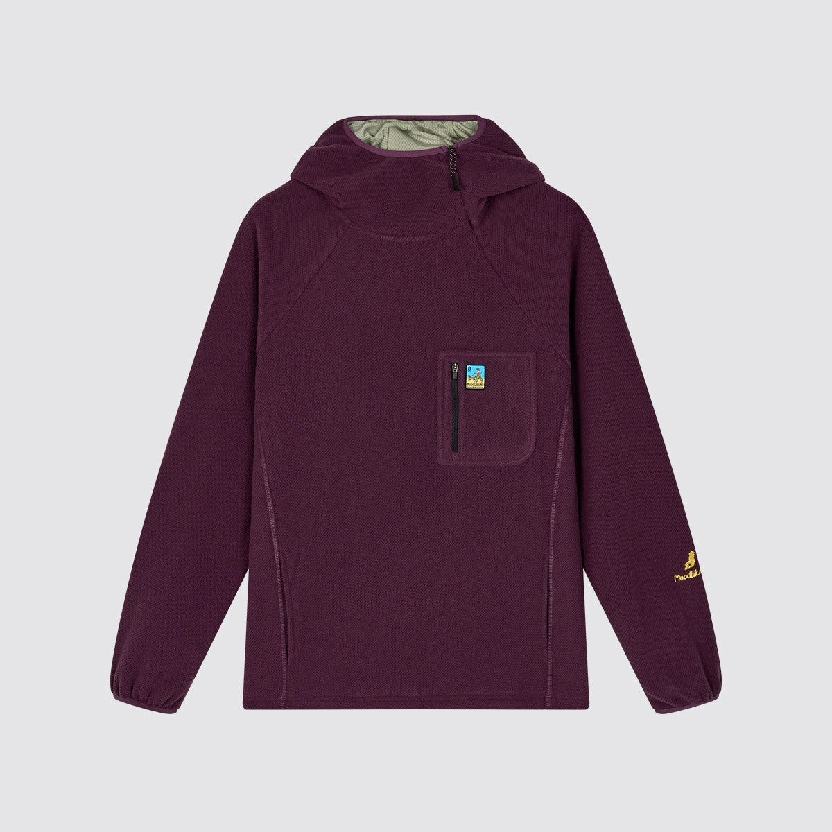 MoodLikeMe Diagonal Zipper Pocket Thermal Hooded Sweater