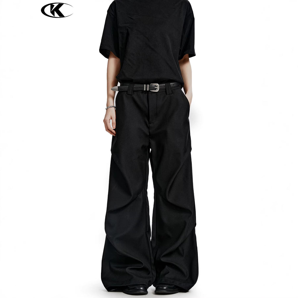 11KN American Retro Pleated Straight Leg Trousers
