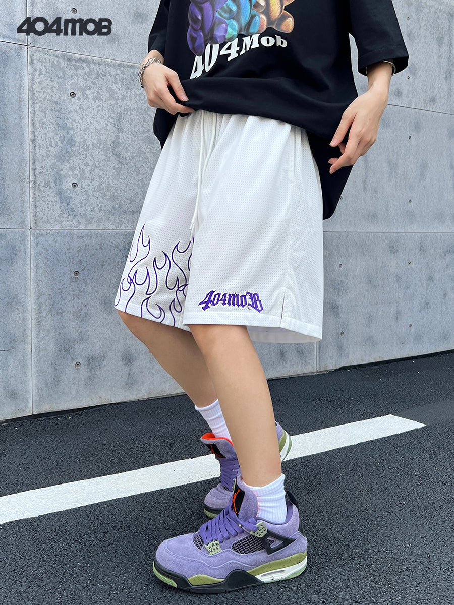 404MOB Flame mesh basketball shorts