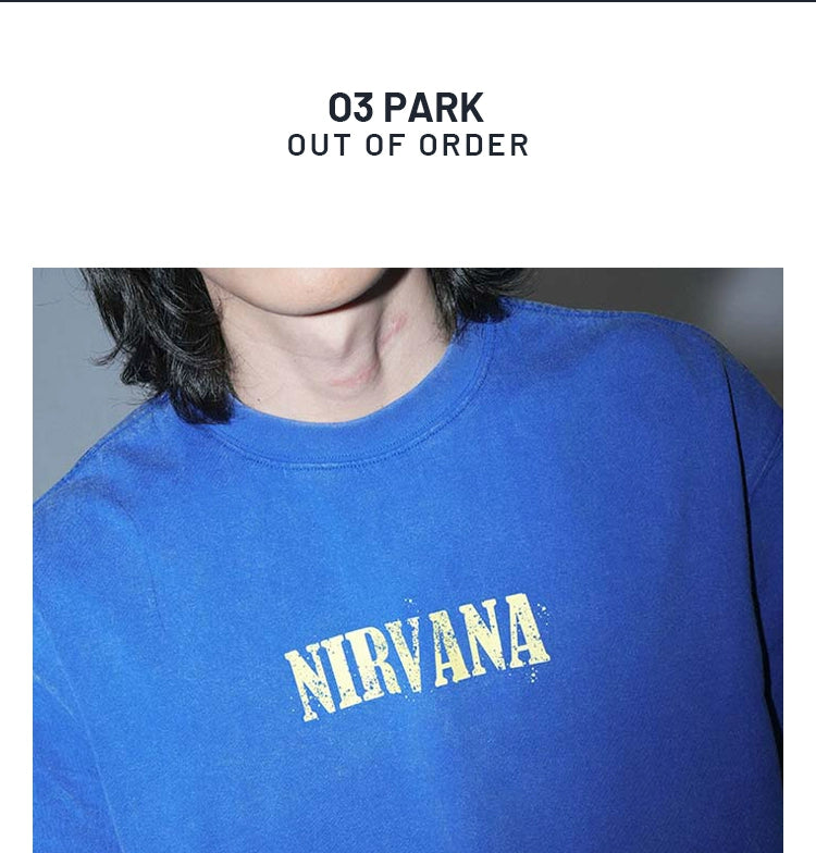 O3PARK Washed Old Heavy Retro Printing Tee