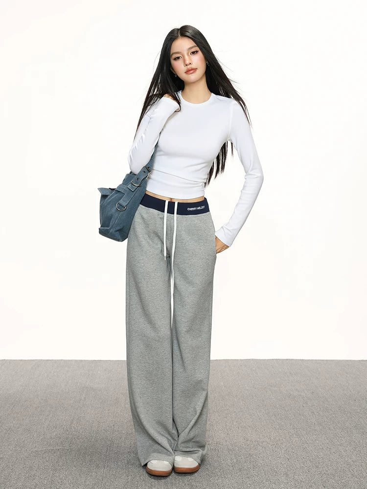 Cherry Melody High Waist Drawstring Casual Micro-pull Pants