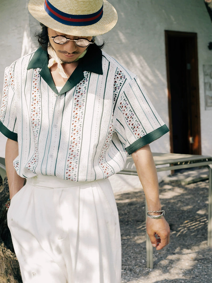 SOARIN British Vintage Striped Short Sleeve Shirt