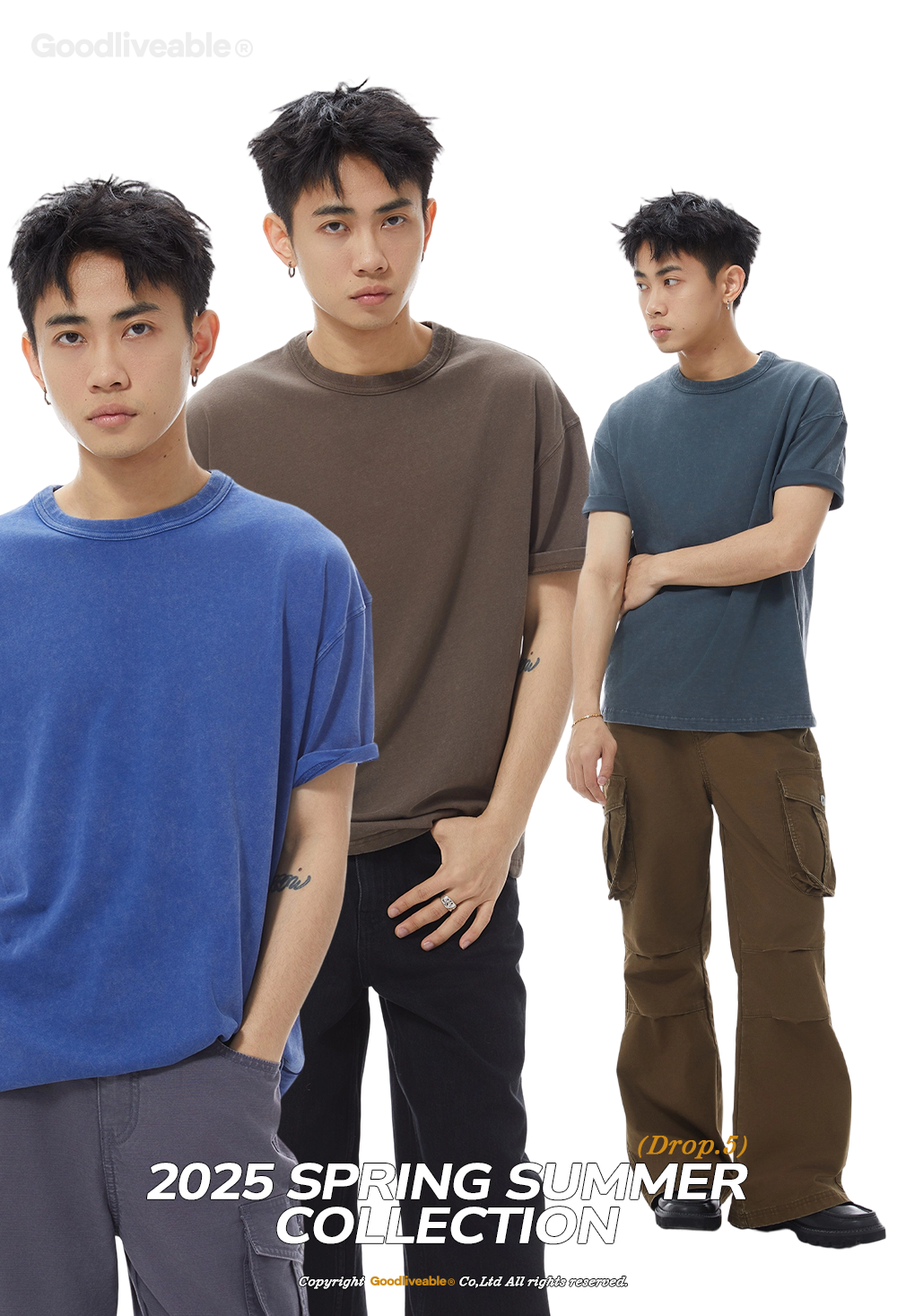 GOODLIVEABLE Old Small Cuff Casual Tee