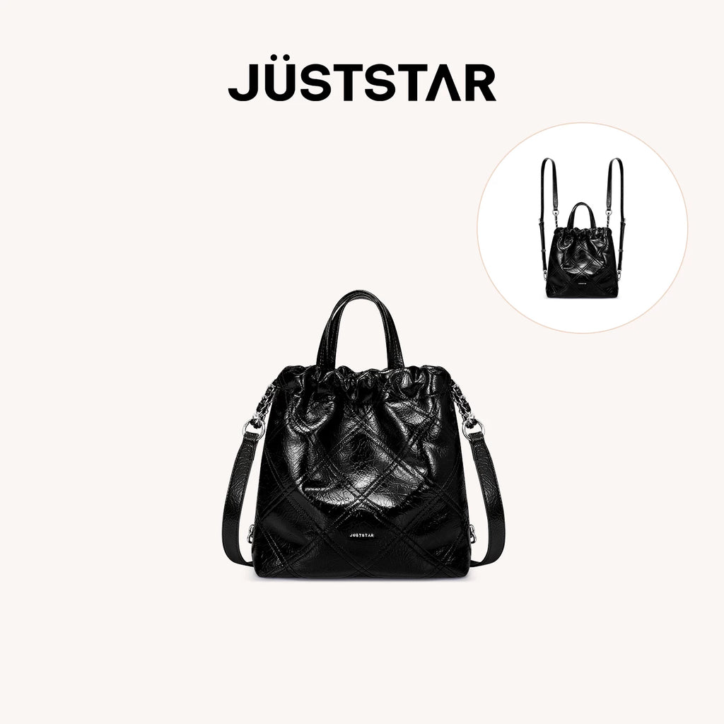 JUST STAR Rhombus Dual-purpose Double Shoulder Large-capacity Tote Bag
