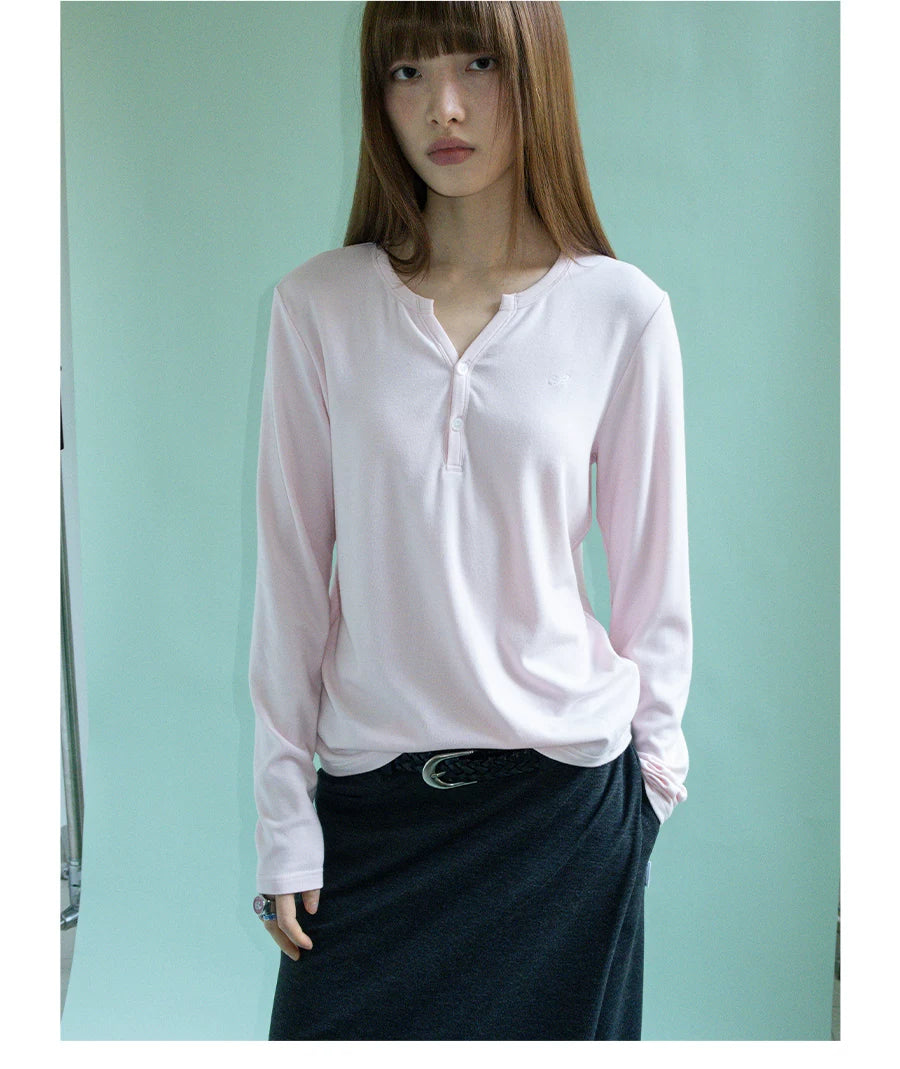 FUNKYFUN Comfortable Soft Waxy Embroidery Slightly Wide Long Sleeves