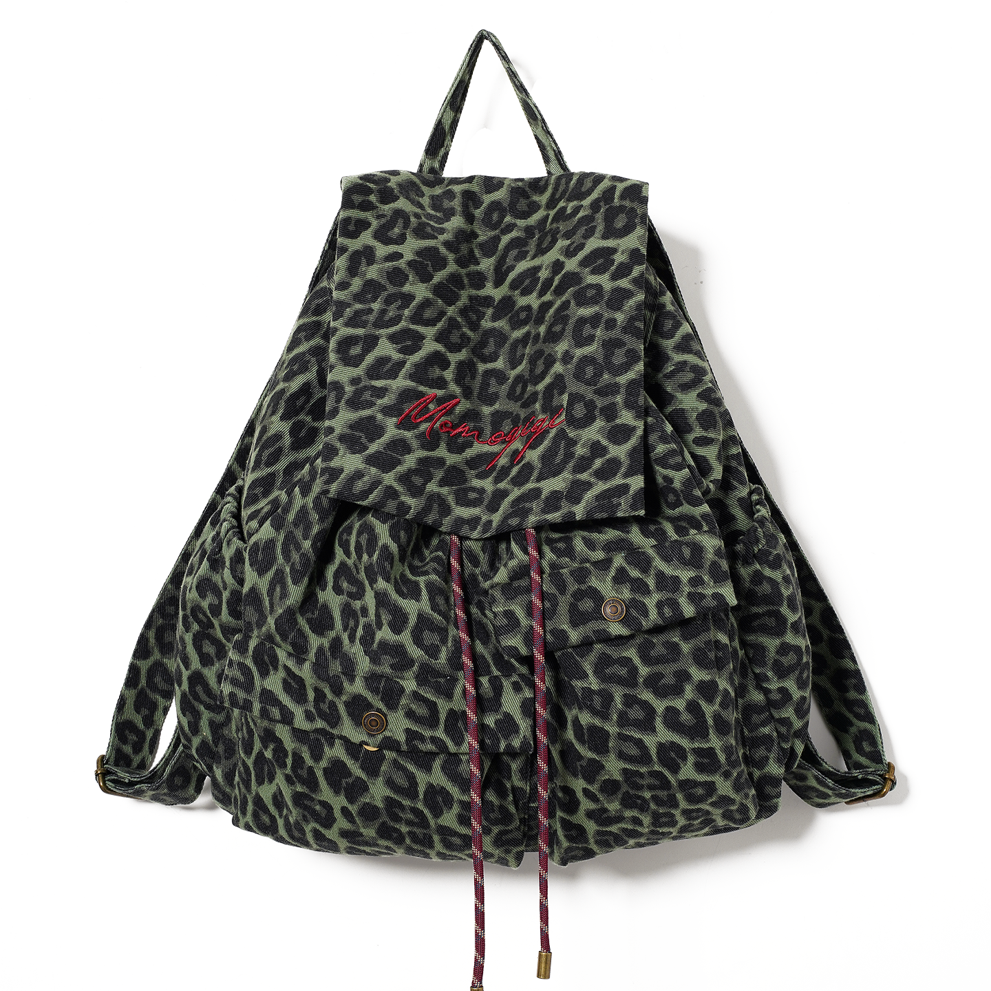 Momogigi Vintage Leopard Print Canvas Large Capacity Backpack