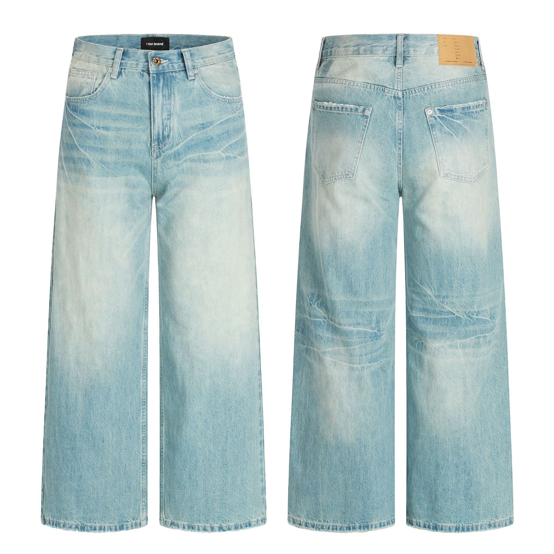 11KN Retro Gradual Change Loose Versatile Jeans