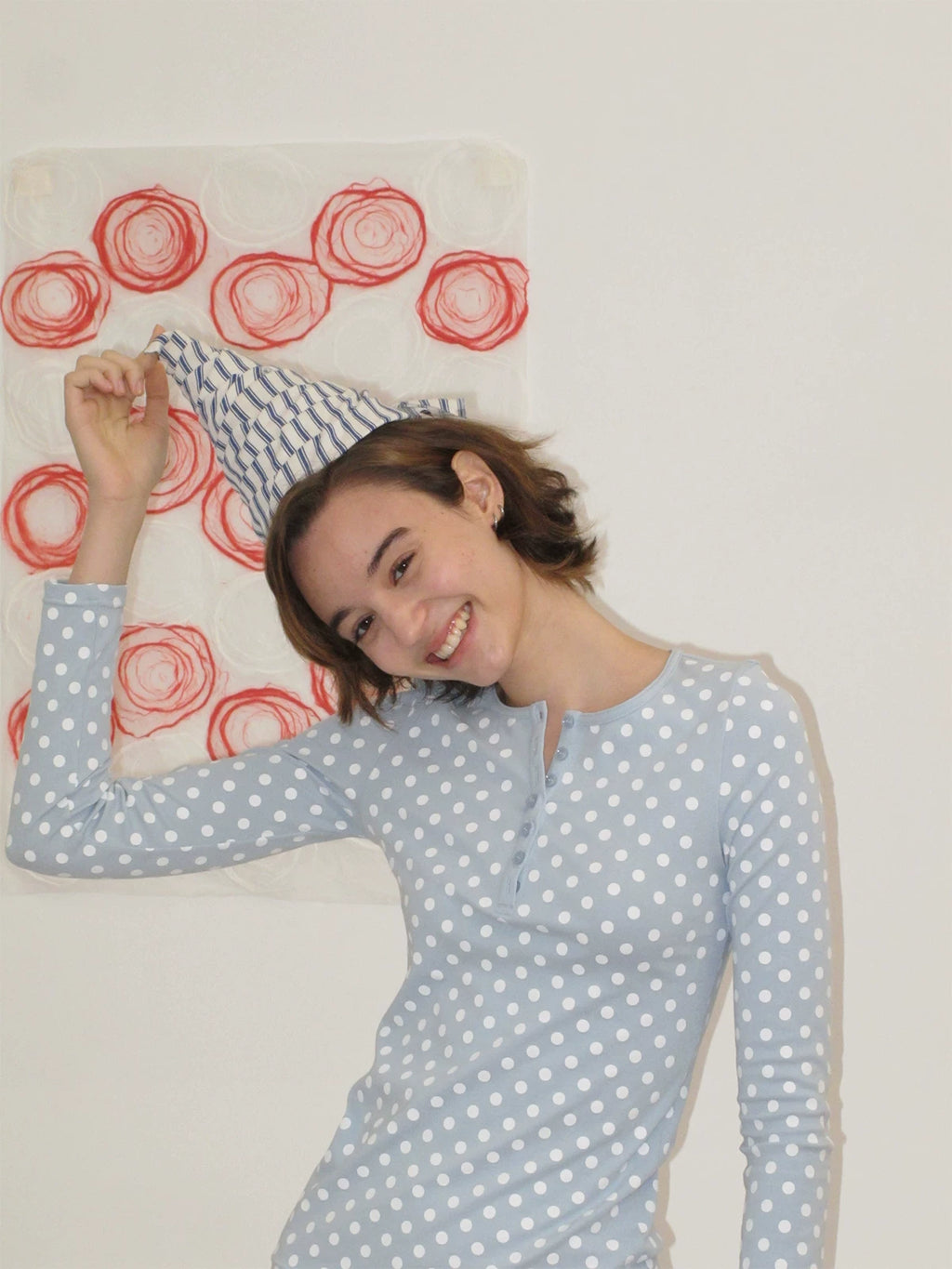 InsGale Polka Dot V-Neck Slim Sleeve