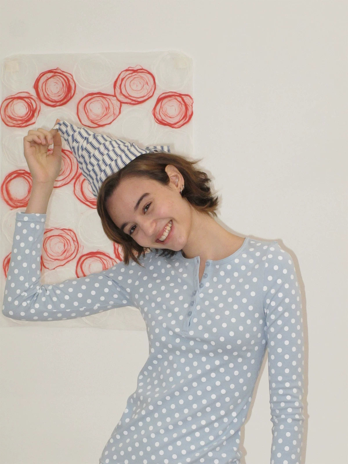 InsGale Polka Dot V-Neck Slim Sleeve