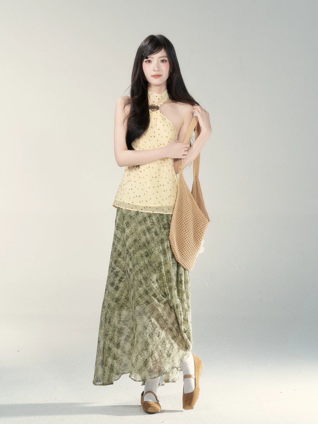 Wildberry Green Checkered French Skirt