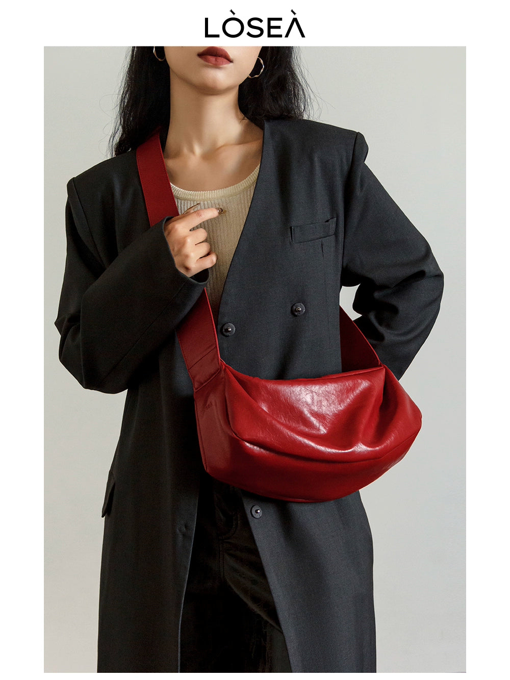 LOSEA Minimalist Retro Soft Leather Shoulder Crossbody Armpit Bag