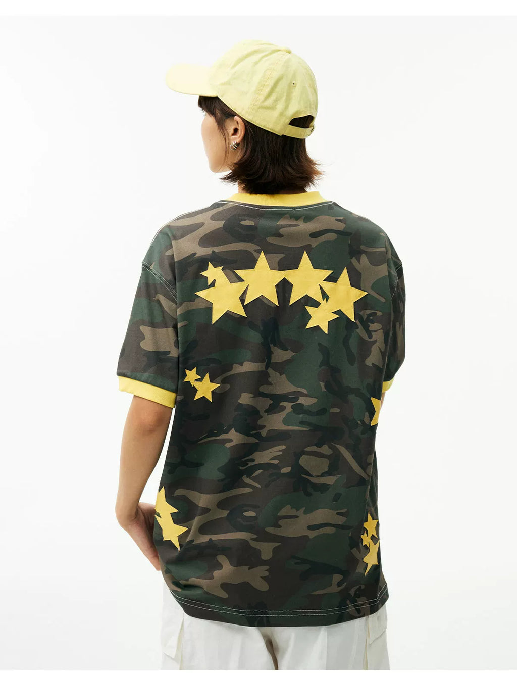 MEDM Camouflage Stars Lazy Embroidery Loose Tee