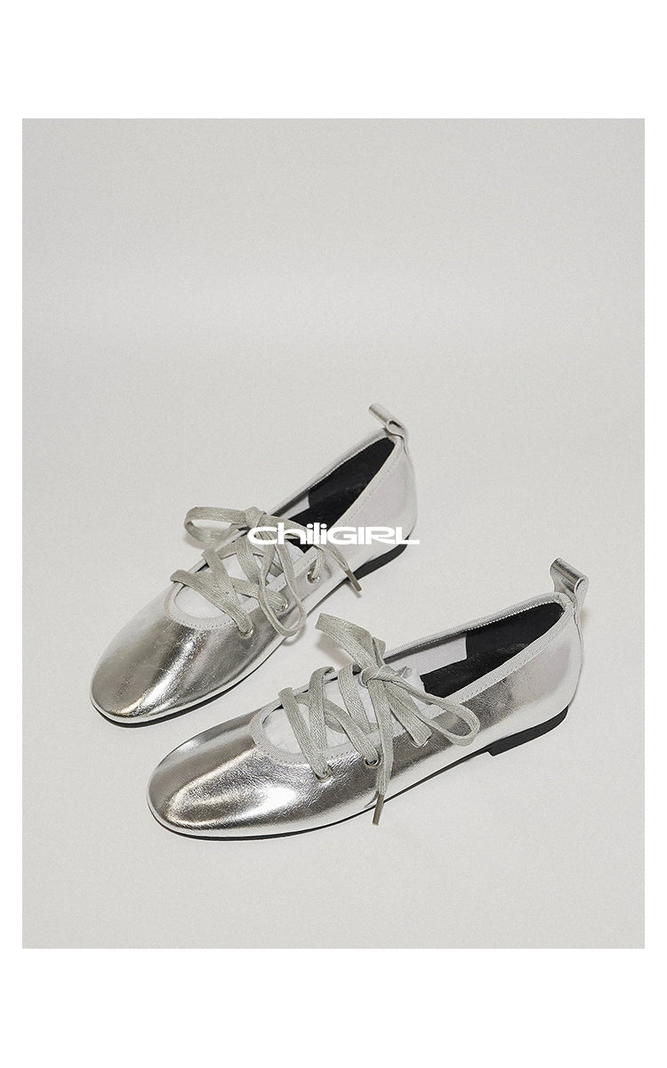 CHILIGIRL Shallow Lace-up Flats