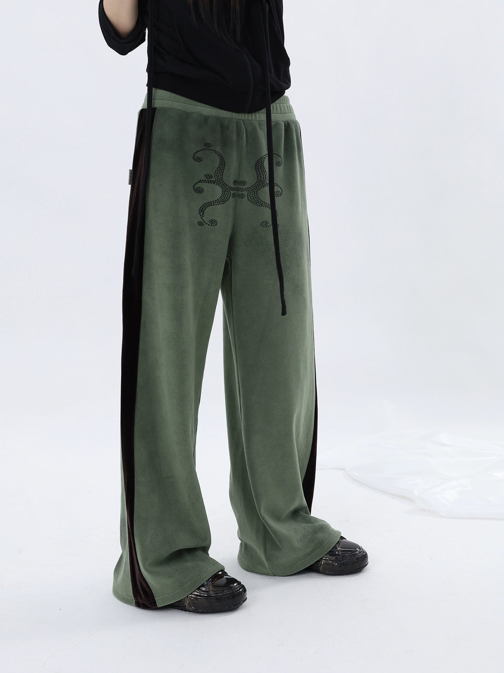 FUZZYKON Totem Print Straight Splicing Sweatpants