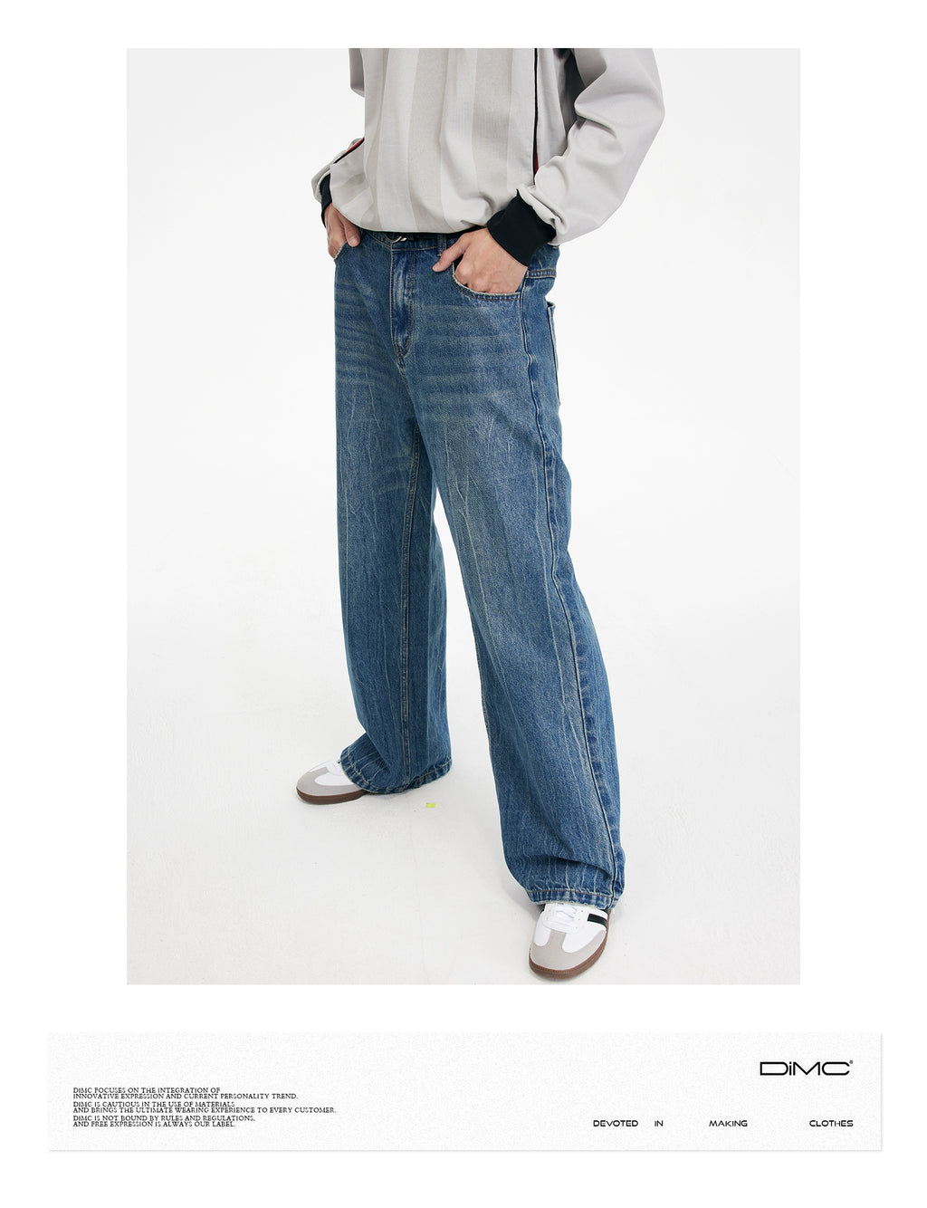 DIMC Water Pattern Tie Flower Washed Jeans