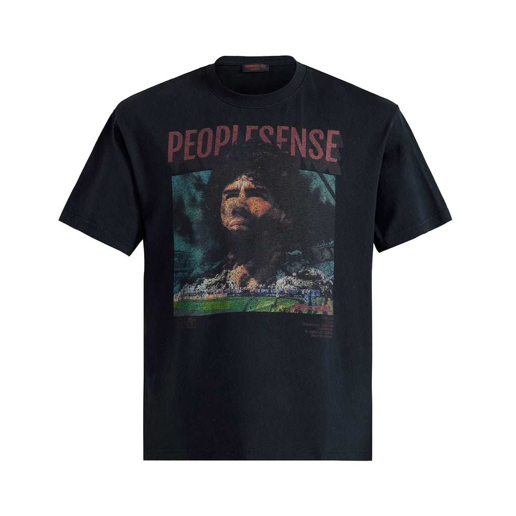 PEOPLESENSE Retro White Ink Direct Injection Casual Tee