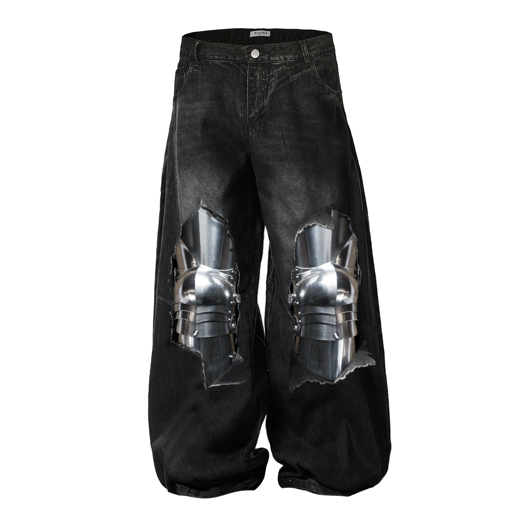 PAIKI Knight Armor 3D Printed Old Ripped Jeans
