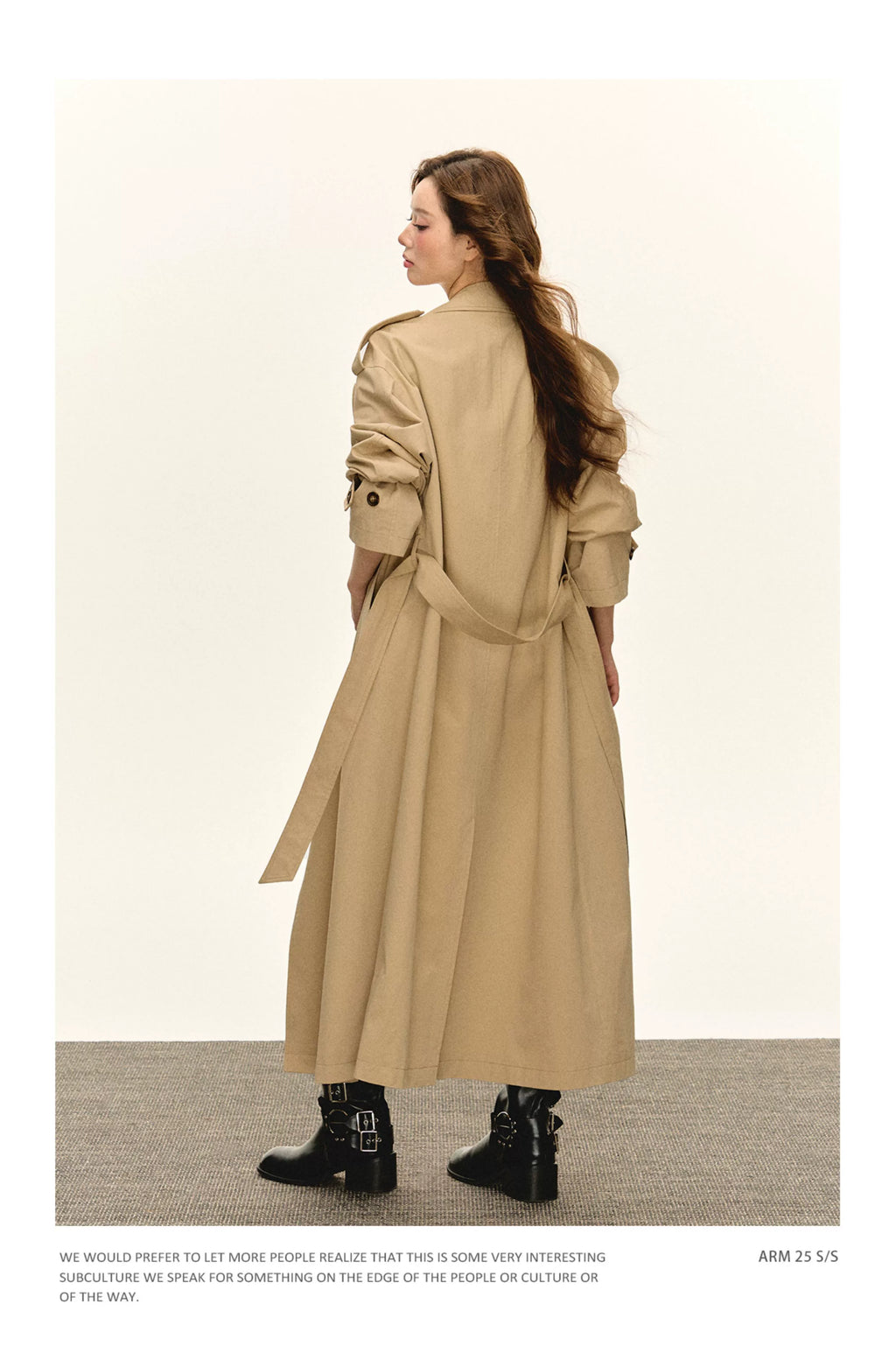 Ariseism Vintage Lapel Double-Breasted Temperament Windbreaker Jacket