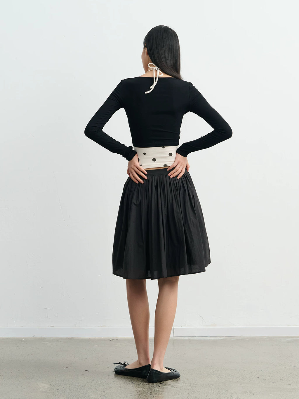 LINY LIBERTY Contrast Color Neck Knot Fake Two-piece Long Sleeve