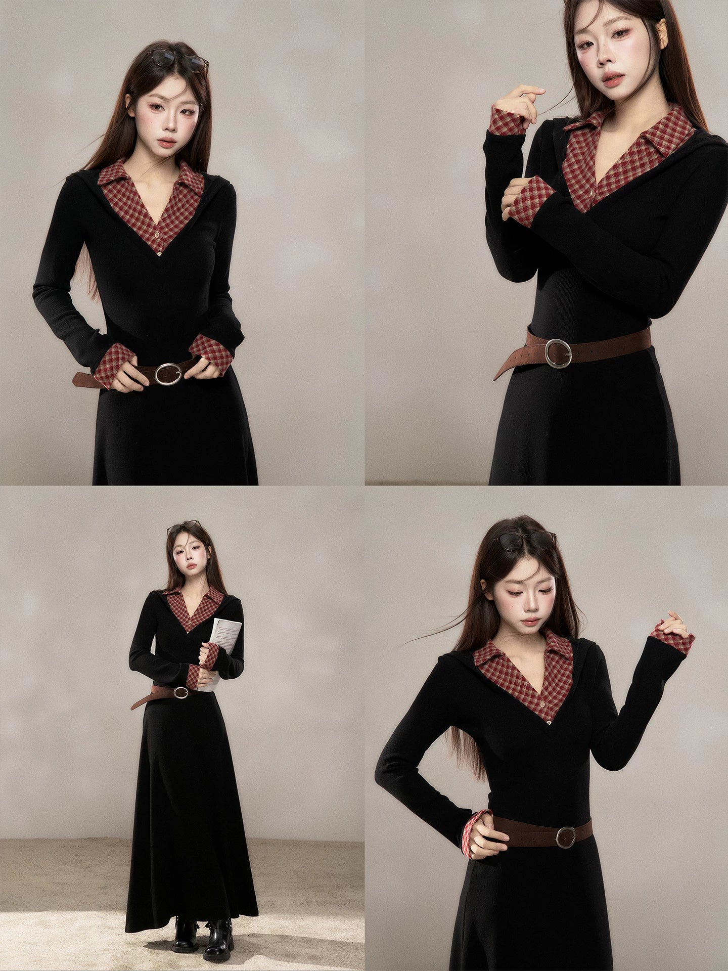 Wildberry Korean College Style Long Sleeve Dress