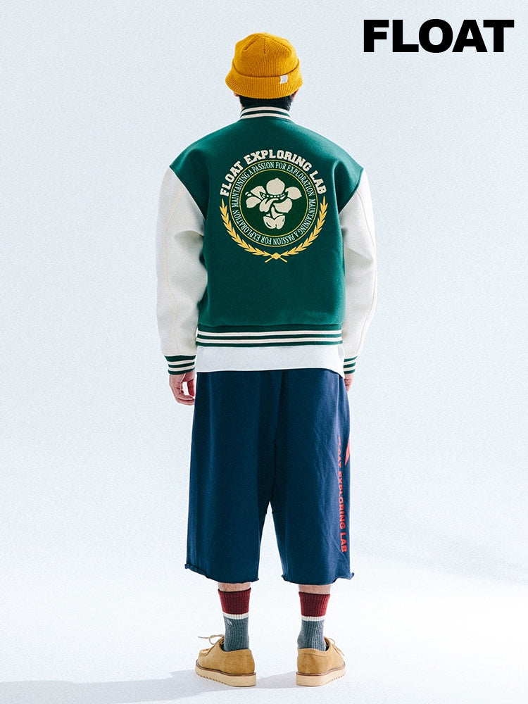 FLOAT Embroidered Contrasting Stitching Loose Baseball Jacket