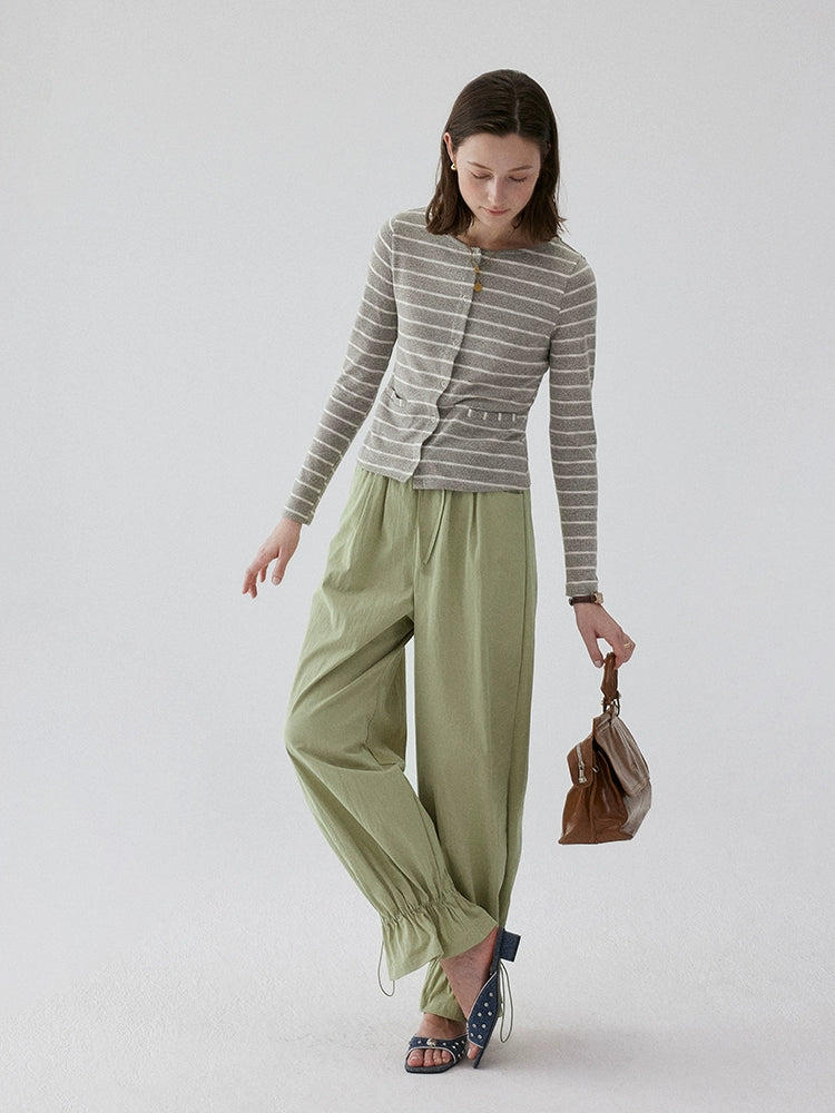 VOOE Contrasting Striped Casual Cardigan