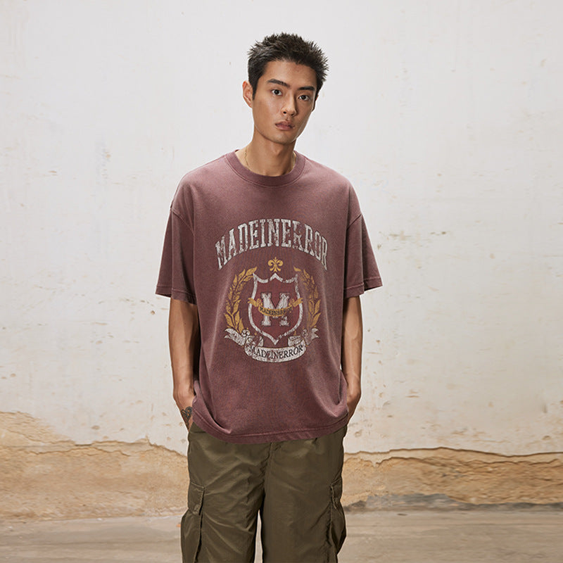 UNF old college cracked texture tee