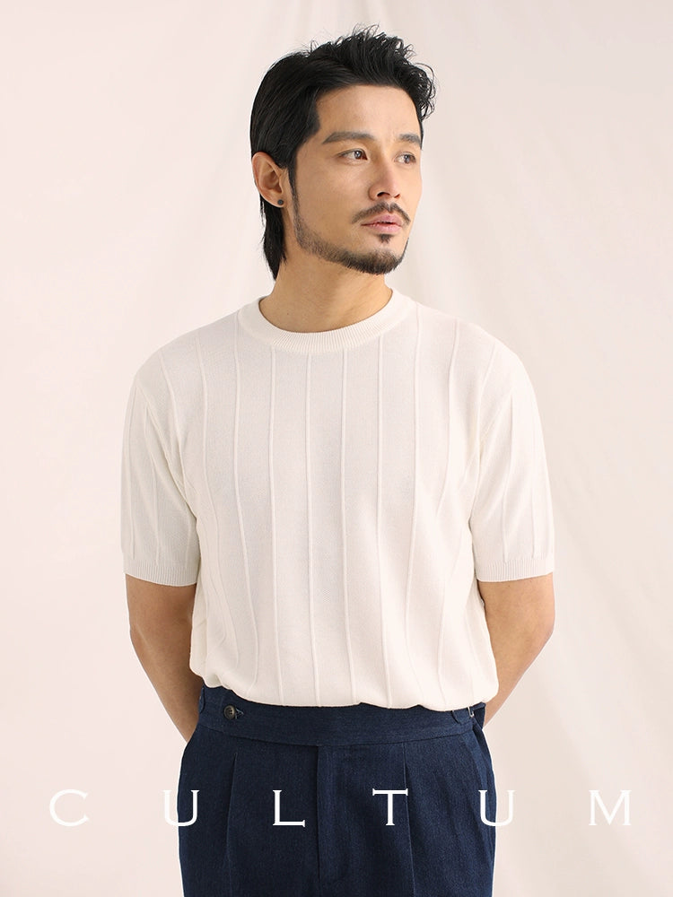 CULTUM Knitted Slim Round Neck Casual Tee