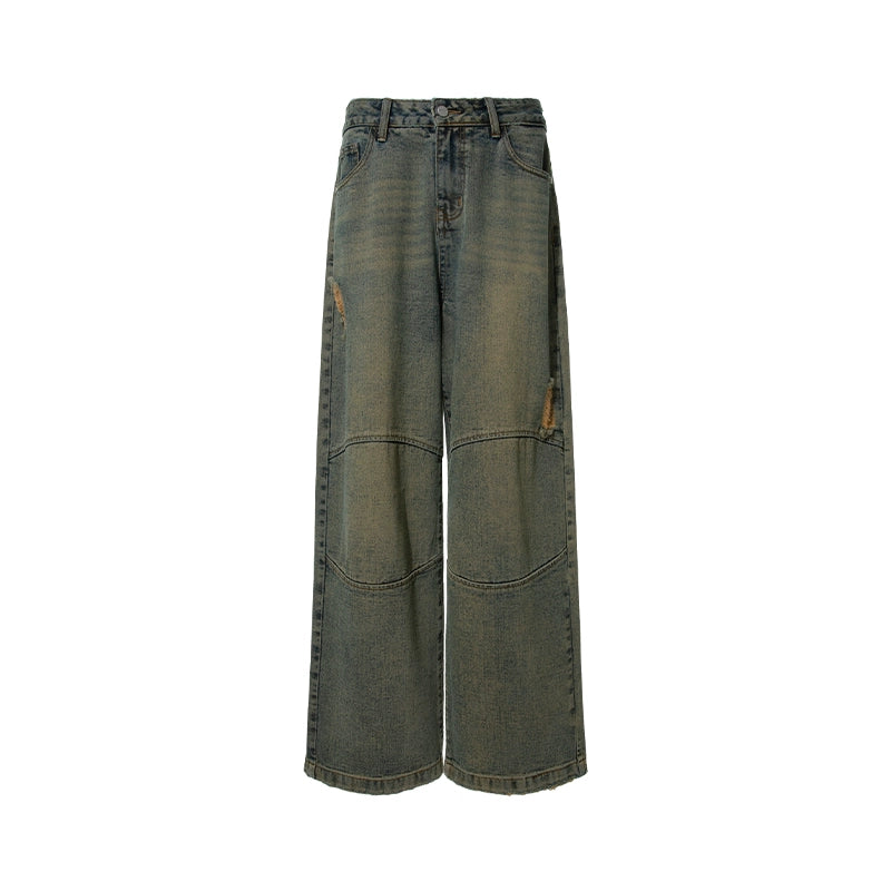 FUNKYFUN Ripped Edged Straight Jeans